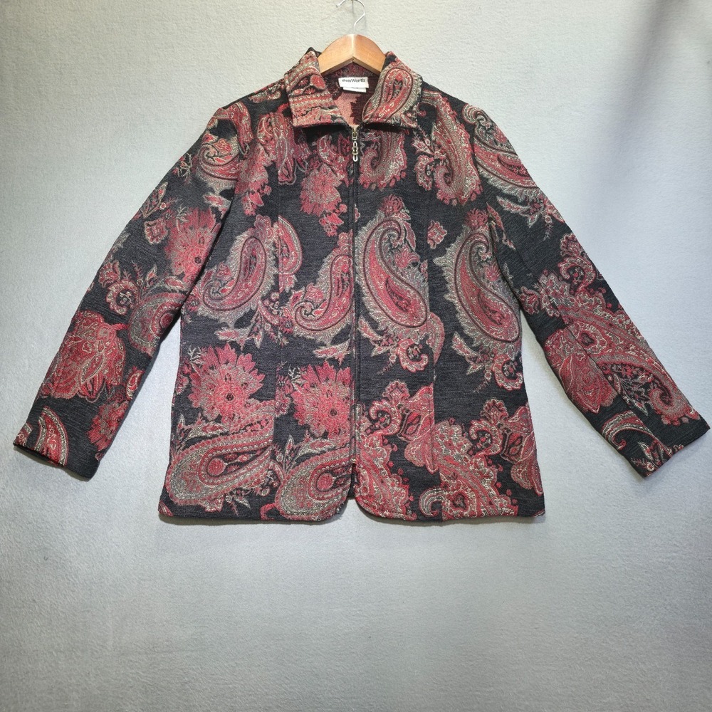 Vintage Bonworth Women's Full Zip Paisley Tapestry Jacket Size XS